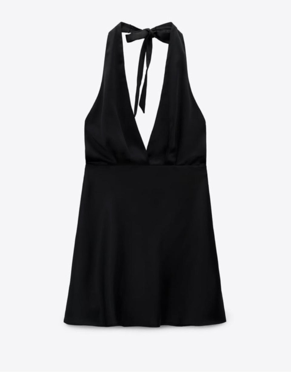 Black Satin Dress - Halter neck
